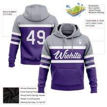 Load image into Gallery viewer, Custom Stitched Purple White-Gray Line Sports Pullover Sweatshirt Hoodie