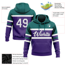 Load image into Gallery viewer, Custom Stitched Purple White-Teal Line Sports Pullover Sweatshirt Hoodie