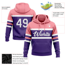 Load image into Gallery viewer, Custom Stitched Purple White-Medium Pink Line Sports Pullover Sweatshirt Hoodie
