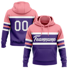 Load image into Gallery viewer, Custom Stitched Purple White-Medium Pink Line Sports Pullover Sweatshirt Hoodie