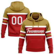 Load image into Gallery viewer, Custom Stitched Red White-Old Gold Line Sports Pullover Sweatshirt Hoodie