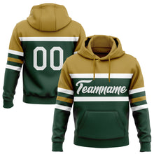 Load image into Gallery viewer, Custom Stitched Green White-Old Gold Line Sports Pullover Sweatshirt Hoodie