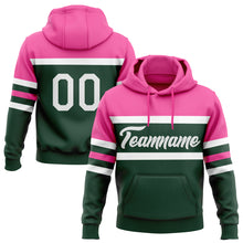 Load image into Gallery viewer, Custom Stitched Green White-Pink Line Sports Pullover Sweatshirt Hoodie