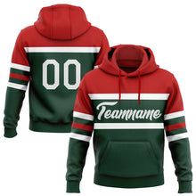 Load image into Gallery viewer, Custom Stitched Green White-Red Line Sports Pullover Sweatshirt Hoodie