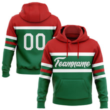 Load image into Gallery viewer, Custom Stitched Kelly Green White-Red Line Sports Pullover Sweatshirt Hoodie