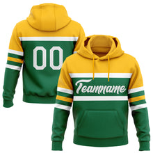 Load image into Gallery viewer, Custom Stitched Kelly Green White-Gold Line Sports Pullover Sweatshirt Hoodie
