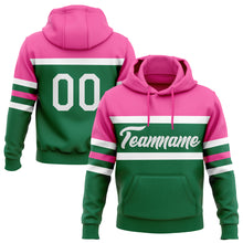 Load image into Gallery viewer, Custom Stitched Kelly Green White-Pink Line Sports Pullover Sweatshirt Hoodie