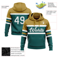 Load image into Gallery viewer, Custom Stitched Teal White-Old Gold Line Sports Pullover Sweatshirt Hoodie