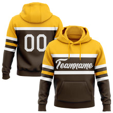 Load image into Gallery viewer, Custom Stitched Brown White-Gold Line Sports Pullover Sweatshirt Hoodie