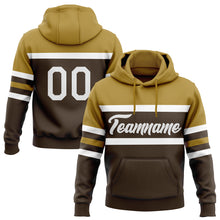 Load image into Gallery viewer, Custom Stitched Brown White-Old Gold Line Sports Pullover Sweatshirt Hoodie
