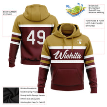 Load image into Gallery viewer, Custom Stitched Burgundy White-Old Gold Line Sports Pullover Sweatshirt Hoodie