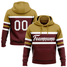 Load image into Gallery viewer, Custom Stitched Burgundy White-Old Gold Line Sports Pullover Sweatshirt Hoodie