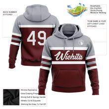 Load image into Gallery viewer, Custom Stitched Burgundy White-Gray Line Sports Pullover Sweatshirt Hoodie