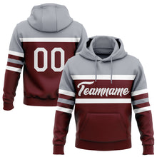 Load image into Gallery viewer, Custom Stitched Burgundy White-Gray Line Sports Pullover Sweatshirt Hoodie