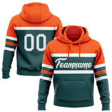 Load image into Gallery viewer, Custom Stitched Midnight Green White-Orange Line Sports Pullover Sweatshirt Hoodie