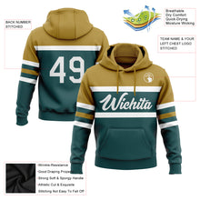 Load image into Gallery viewer, Custom Stitched Midnight Green White-Old Gold Line Sports Pullover Sweatshirt Hoodie