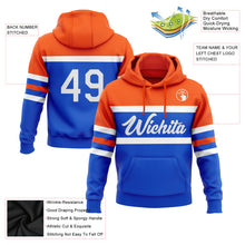 Load image into Gallery viewer, Custom Stitched Thunder Blue White-Orange Line Sports Pullover Sweatshirt Hoodie