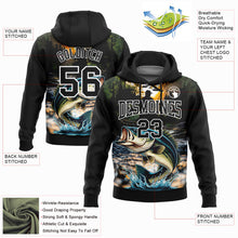 Load image into Gallery viewer, Custom Stitched Black White 3D Largemouth Bass Fish Fishing Sports Pullover Sweatshirt Hoodie