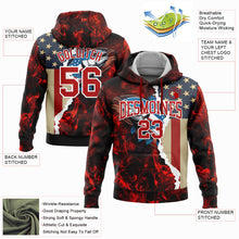 Load image into Gallery viewer, Custom Stitched Red White 3D American Flag And Largemouth Bass Fish Fishing Sports Pullover Sweatshirt Hoodie