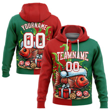 Load image into Gallery viewer, Custom Stitched Kelly Green White-Red 3D Christmas Carp Fish Fishing Sports Pullover Sweatshirt Hoodie