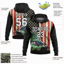 Load image into Gallery viewer, Custom Stitched Black City Cream-Red 3D American Flag And Atlantic Salmon Fish Fishing Sports Pullover Sweatshirt Hoodie