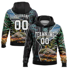 Load image into Gallery viewer, Custom Stitched Black White 3D Flathead Catfish Fish Fishing Sports Pullover Sweatshirt Hoodie