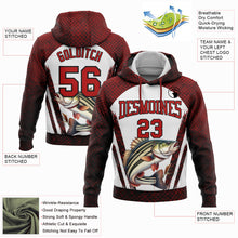 Load image into Gallery viewer, Custom Stitched Red Black-White 3D Northern Pike Fish Fishing Sports Pullover Sweatshirt Hoodie