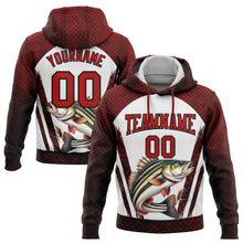 Load image into Gallery viewer, Custom Stitched Red Black-White 3D Northern Pike Fish Fishing Sports Pullover Sweatshirt Hoodie