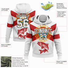 Load image into Gallery viewer, Custom Stitched White Red-Black 3D Atlantic Salmon Fish Fishing Sports Pullover Sweatshirt Hoodie