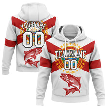 Load image into Gallery viewer, Custom Stitched White Red-Black 3D Atlantic Salmon Fish Fishing Sports Pullover Sweatshirt Hoodie