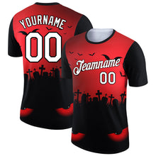 Load image into Gallery viewer, Custom Red White-Black 3D Halloween Performance T-Shirt