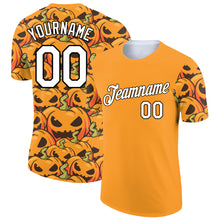Load image into Gallery viewer, Custom Bay Orange White-Black 3D Halloween Performance T-Shirt