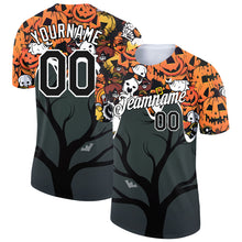 Load image into Gallery viewer, Custom Steel Gray Black-Orange 3D Halloween Performance T-Shirt