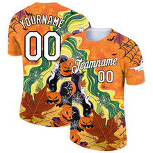 Load image into Gallery viewer, Custom Bay Orange White-Black 3D Halloween Performance T-Shirt