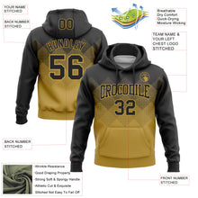 Load image into Gallery viewer, Custom Stitched Black Old Gold 3D Pattern Design Gradient Square Shape Sports Pullover Sweatshirt Hoodie