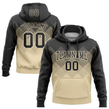 Load image into Gallery viewer, Custom Stitched Black Cream 3D Pattern Design Gradient Square Shape Sports Pullover Sweatshirt Hoodie