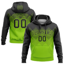Load image into Gallery viewer, Custom Stitched Black Neon Green 3D Pattern Design Gradient Square Shape Sports Pullover Sweatshirt Hoodie