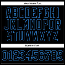 Load image into Gallery viewer, Custom Stitched Black Powder Blue 3D Pattern Design Gradient Square Shape Sports Pullover Sweatshirt Hoodie