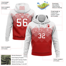 Load image into Gallery viewer, Custom Stitched White Red 3D Pattern Design Gradient Square Shape Sports Pullover Sweatshirt Hoodie