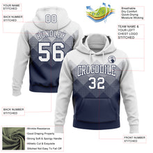 Load image into Gallery viewer, Custom Stitched White Navy 3D Pattern Design Gradient Square Shape Sports Pullover Sweatshirt Hoodie
