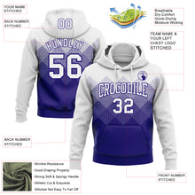 Load image into Gallery viewer, Custom Stitched White Dark Purple 3D Pattern Design Gradient Square Shape Sports Pullover Sweatshirt Hoodie