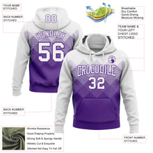 Load image into Gallery viewer, Custom Stitched White Purple 3D Pattern Design Gradient Square Shape Sports Pullover Sweatshirt Hoodie