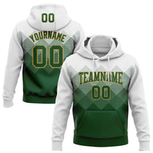 Load image into Gallery viewer, Custom Stitched White Green-Old Gold 3D Pattern Design Gradient Square Shape Sports Pullover Sweatshirt Hoodie