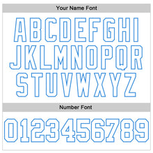 Load image into Gallery viewer, Custom Stitched White Powder Blue 3D Pattern Design Gradient Square Shape Sports Pullover Sweatshirt Hoodie