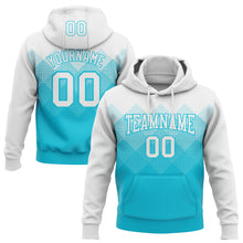 Load image into Gallery viewer, Custom Stitched White Lakes Blue 3D Pattern Design Gradient Square Shape Sports Pullover Sweatshirt Hoodie