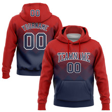 Load image into Gallery viewer, Custom Stitched Red Navy-White 3D Pattern Design Gradient Square Shape Sports Pullover Sweatshirt Hoodie