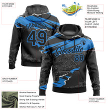 Load image into Gallery viewer, Custom Stitched Black Powder Blue 3D Pattern Design Torn Paper Style Sports Pullover Sweatshirt Hoodie