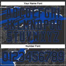 Load image into Gallery viewer, Custom Stitched Black Thunder Blue 3D Pattern Design Torn Paper Style Sports Pullover Sweatshirt Hoodie