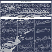 Load image into Gallery viewer, Custom Stitched Navy Gray 3D Pattern Design Torn Paper Style Sports Pullover Sweatshirt Hoodie