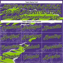 Load image into Gallery viewer, Custom Stitched Purple Neon Green 3D Pattern Design Torn Paper Style Sports Pullover Sweatshirt Hoodie